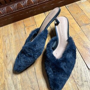 Zara Fuzzy Kitten Heel Mules